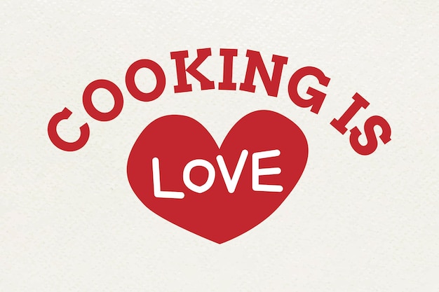 Gratis vector koken is liefde typografie