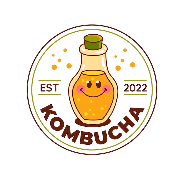 Gratis vector kombucha-logo ontwerpsjabloon