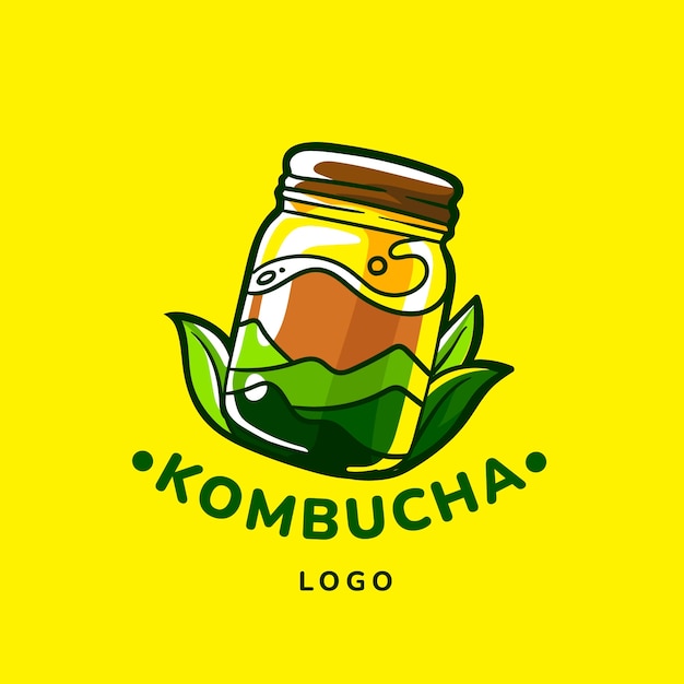 Gratis vector kombucha-logo ontwerpsjabloon