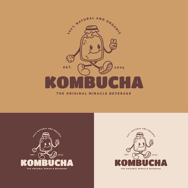 Gratis vector kombucha-logo ontwerpsjabloon