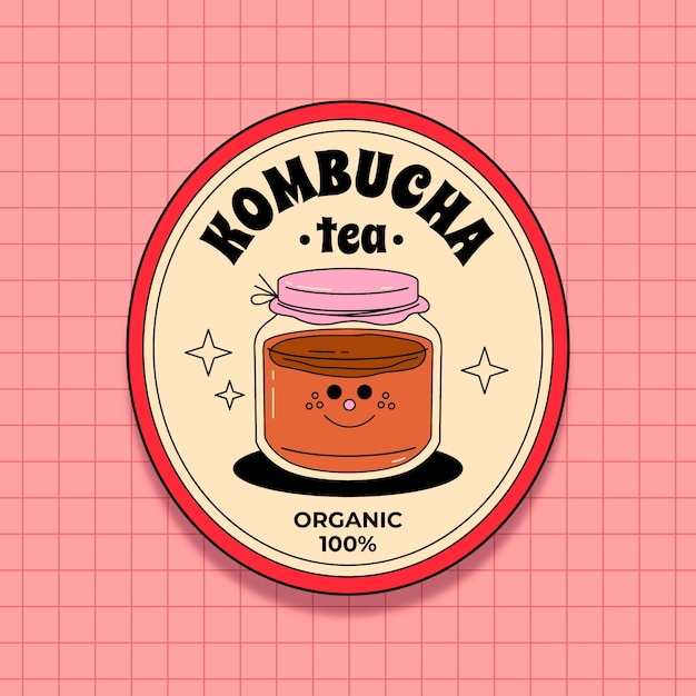 Gratis vector kombucha-logo ontwerpsjabloon