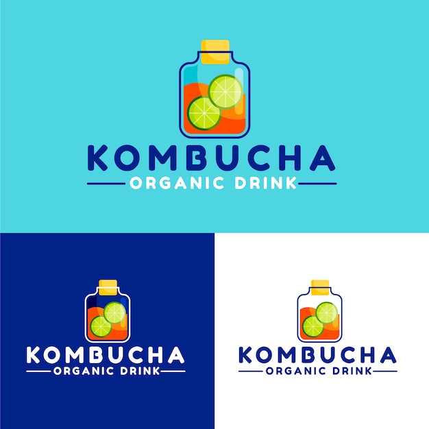 Gratis vector kombucha-logo ontwerpsjabloon
