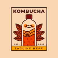 Gratis vector kombucha-logo ontwerpsjabloon