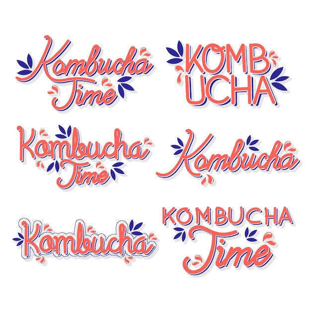 Kombucha-thee - belettering collectie