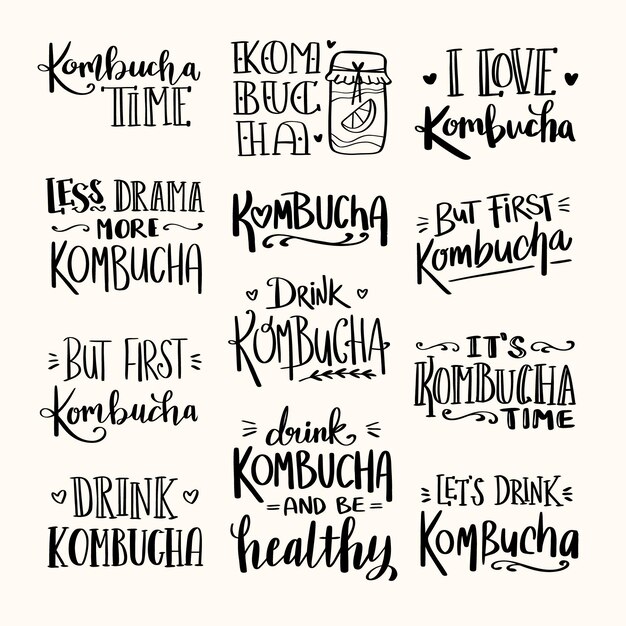 Kombucha thee belettering collectie