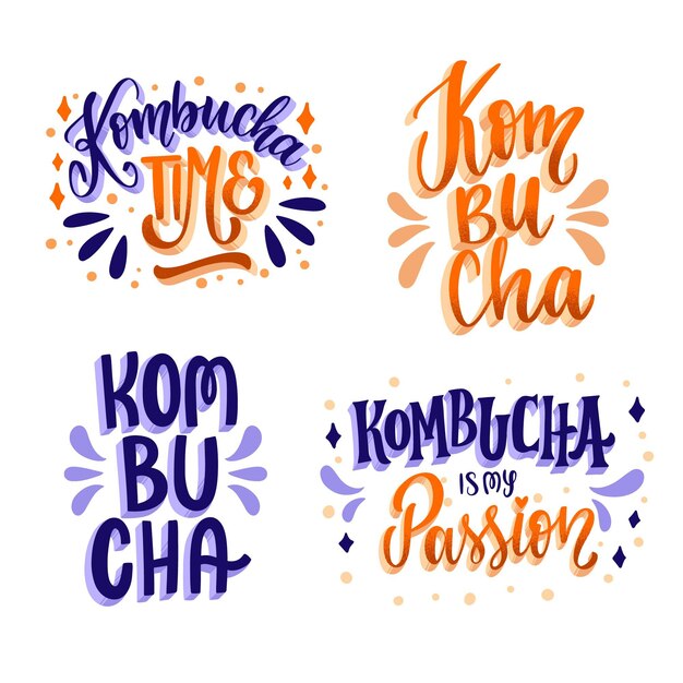 Kombucha-thee - belettering collectie