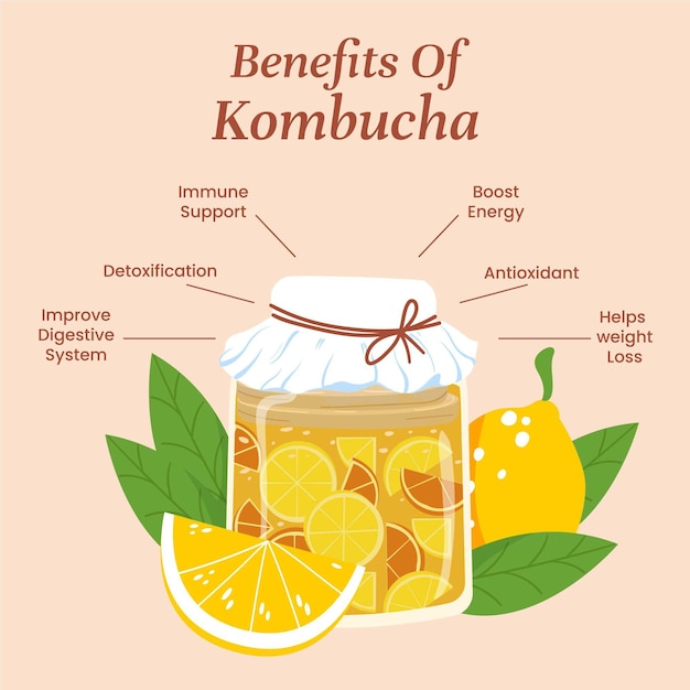 Kombucha thee voordelen illustratie