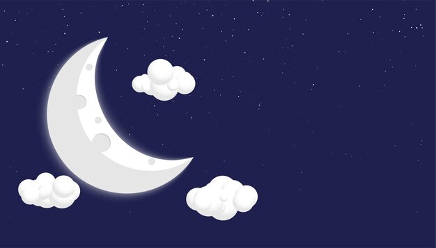 Komische stijl maan sterren en wolken achtergrondontwerp