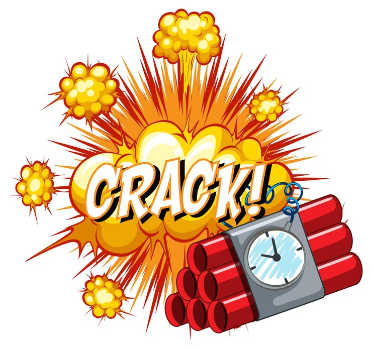 Gratis Vector komische tekstballon met crack-tekst