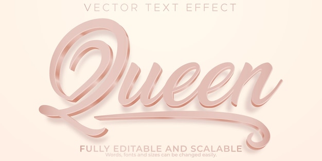 Koningin koninklijk teksteffect, bewerkbaar licht en zachte tekststijl