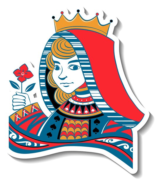 Koningin speelkaart karakter sticker