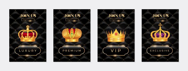 Koninklijke gouden kroon banners set