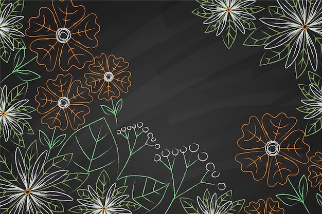 Gratis vector kopieer ruimte bloemen op blackboard achtergrond