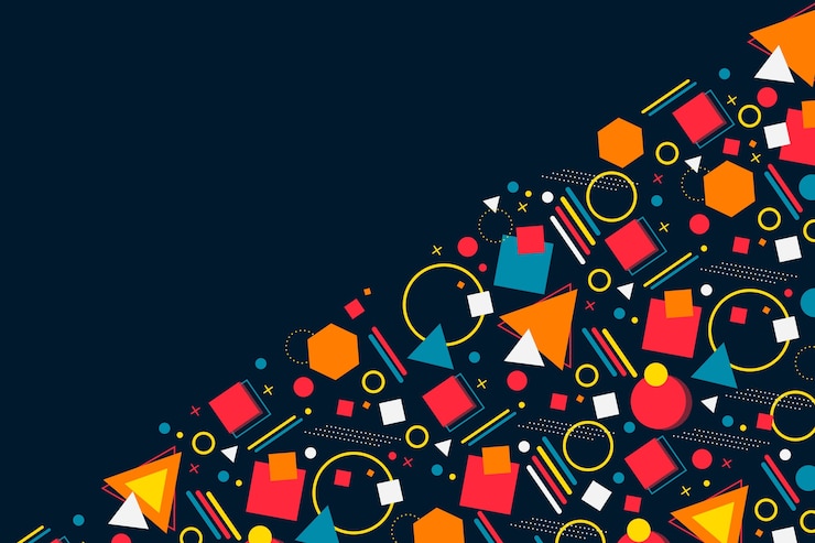 Gratis Vector kopieer ruimte donkere achtergrond en assortiment geometrische vormen
