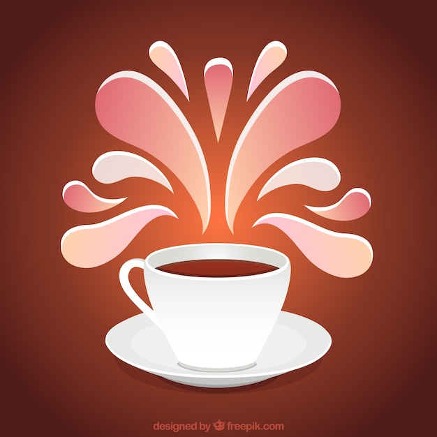 Gratis vector kopje koffie met sierdecoratie