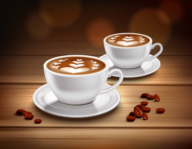 Gratis vector kopjes cappuccino koffiesamenstelling