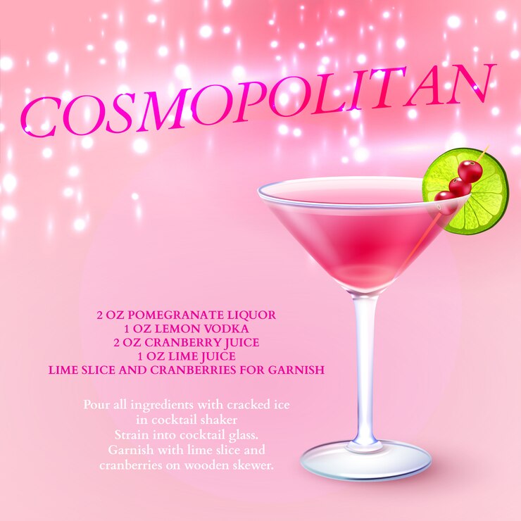 Gratis Vector kosmopolitisch cocktailrecept