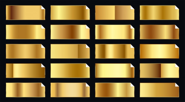 Gratis vector kostbare gouden stickers in te stellen