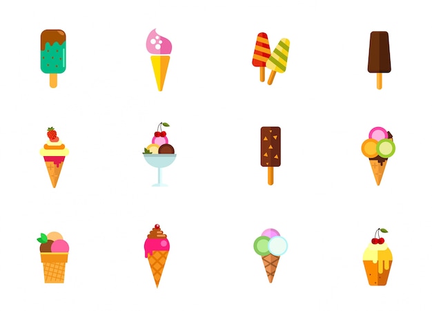 Gratis vector koude dessert icon set