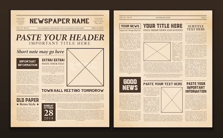 Gratis Vector krant pagina's sjabloon vintage