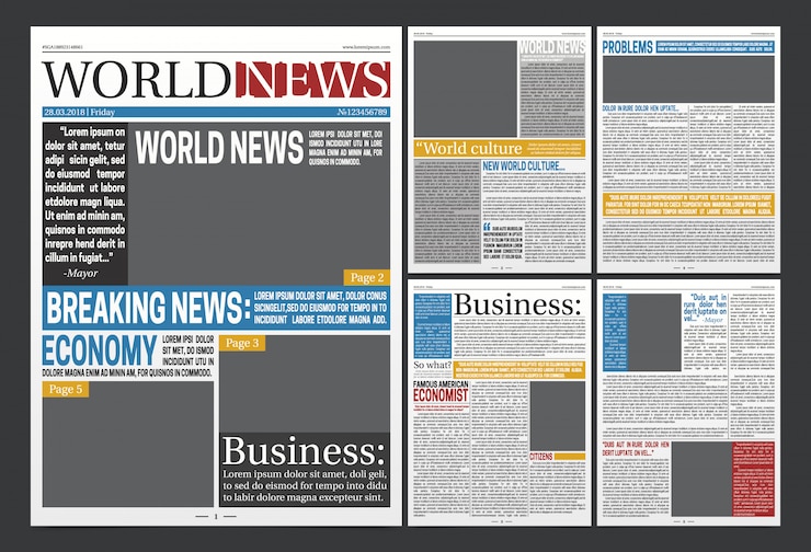 Gratis Vector krantenkoppen headlines template realistische poster