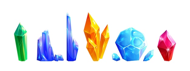 Gratis vector kristal diamant edelsteen magisch spel geïsoleerd icoon kwarts smaragd en saffier vector mineraal ontwerp abstracte veelhoek rand robijn rots ui clipart grafische illustratie kostbare schat object