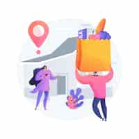 Gratis vector kruidenier bezorgservice abstract concept vectorillustratie. levering van lokale winkels, online bestelling van boodschappen, veiligheidsservice, thuisblijven, sociale afstand, abstracte metafoor in quarantaine.