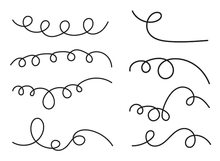 Gratis Vector krullende lijnen hand getekende elementen