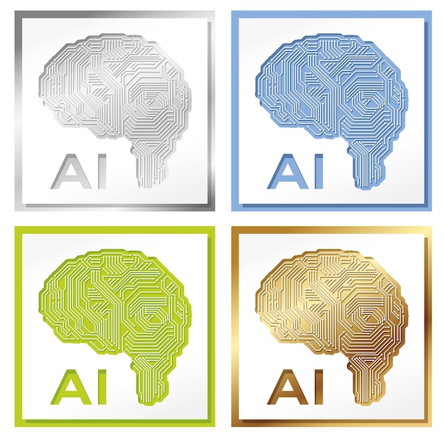 Kunstmatige intelligentie vector concept illustratie set