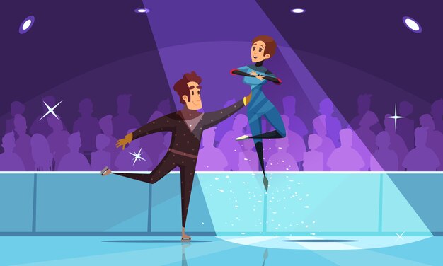 Kunstschaatssamenstelling met vlakke wintersportensymbolen