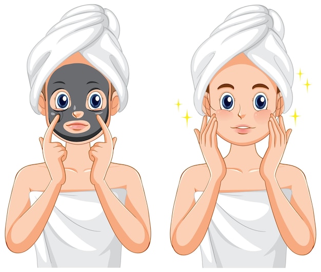 Gratis vector kuuroordvrouw die gezichtsmasker toepast