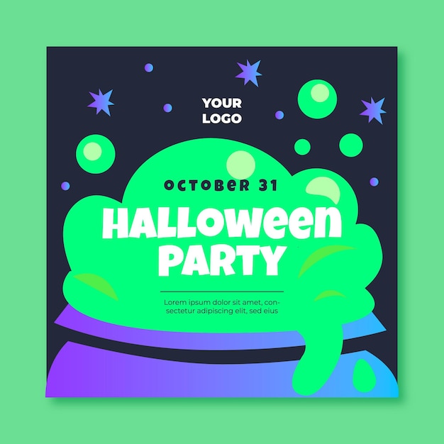 Gratis vector kwadraat flyer-sjabloon voor halloween