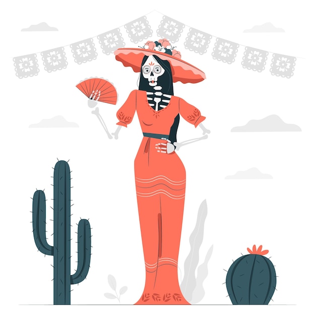 Gratis vector la catrina concept illustratie