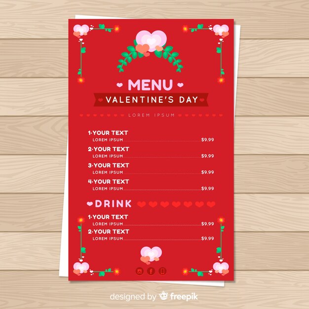 Laat valentijnsdag menu achter