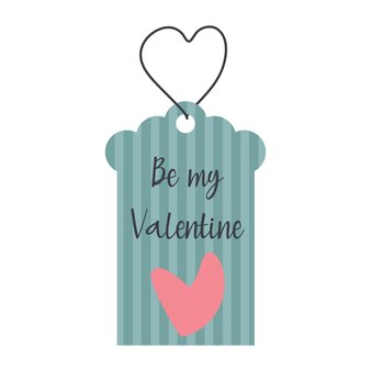 Label met hart en inscriptie be my valentine valentijnsdag tag