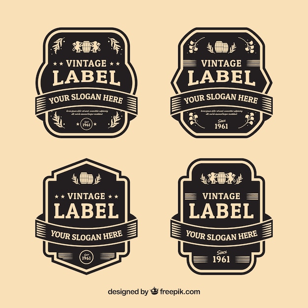 Gratis vector labelcollectie met vintage stijl