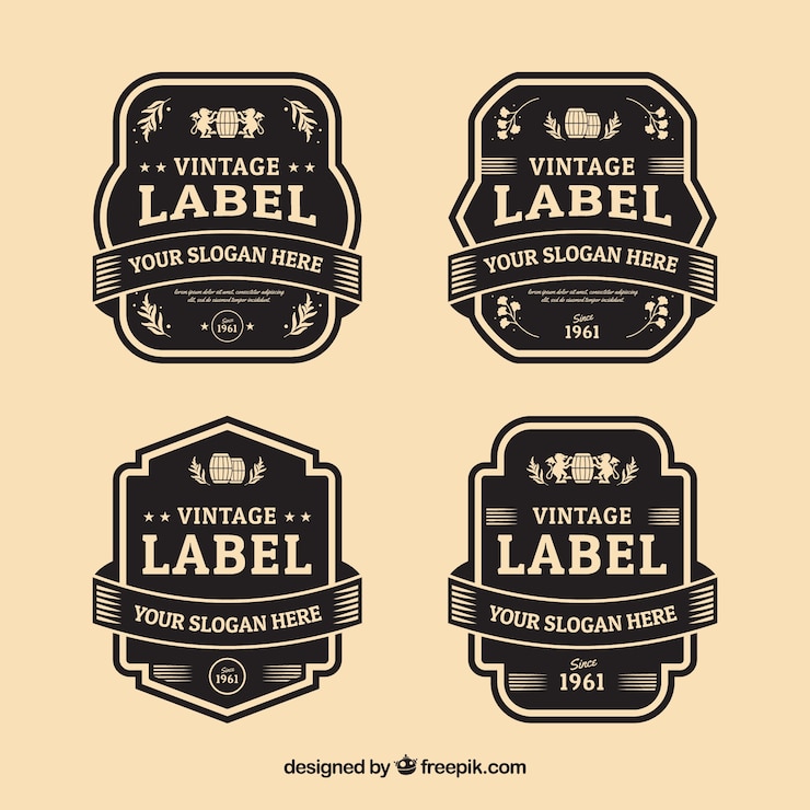 Gratis Vector labelcollectie met vintage stijl