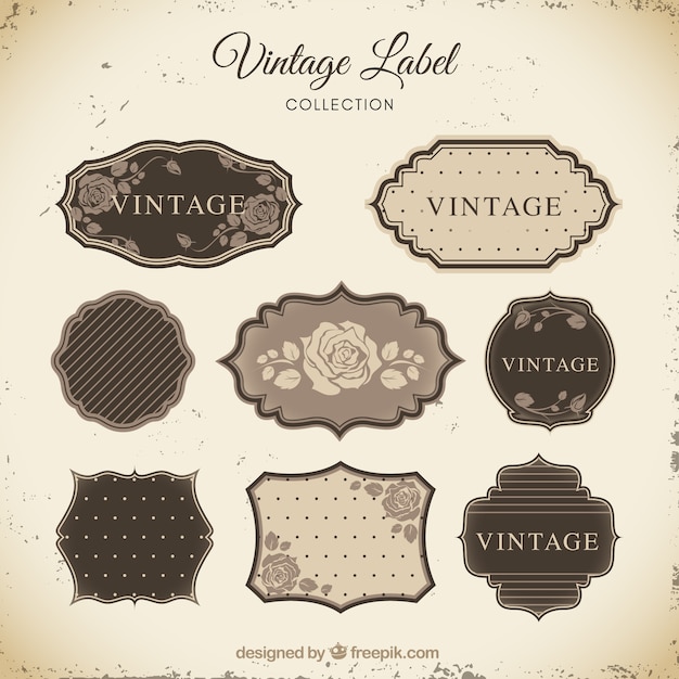 Gratis vector labelcollectie met vintage stijl