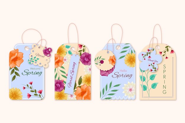 Labelhangers met bloemmotiefadvertentie