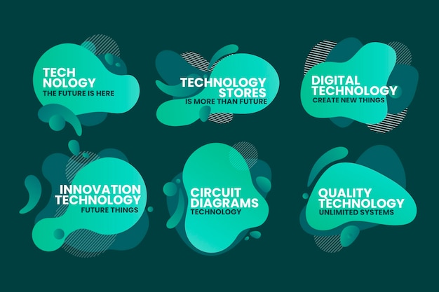 Labels voor abstracte vloeistoftechnologie met kleurovergang