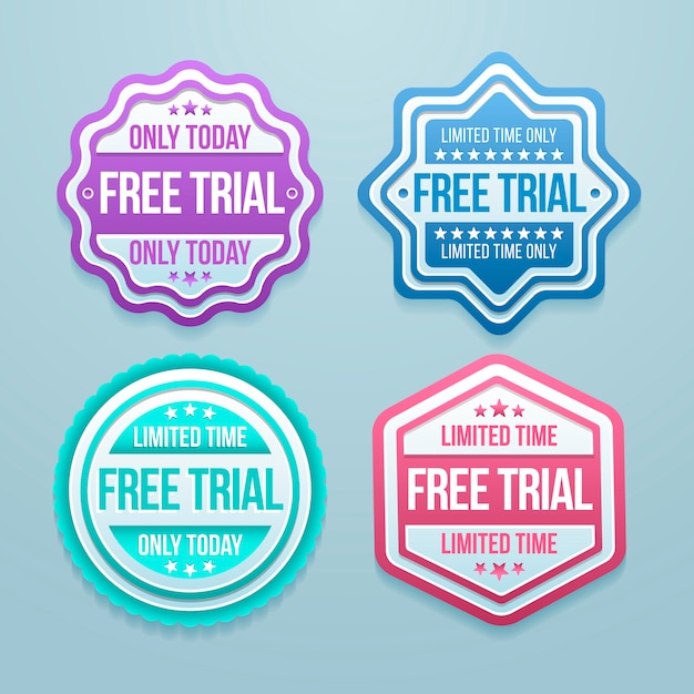 Gratis vector labels voor gratis proefversies