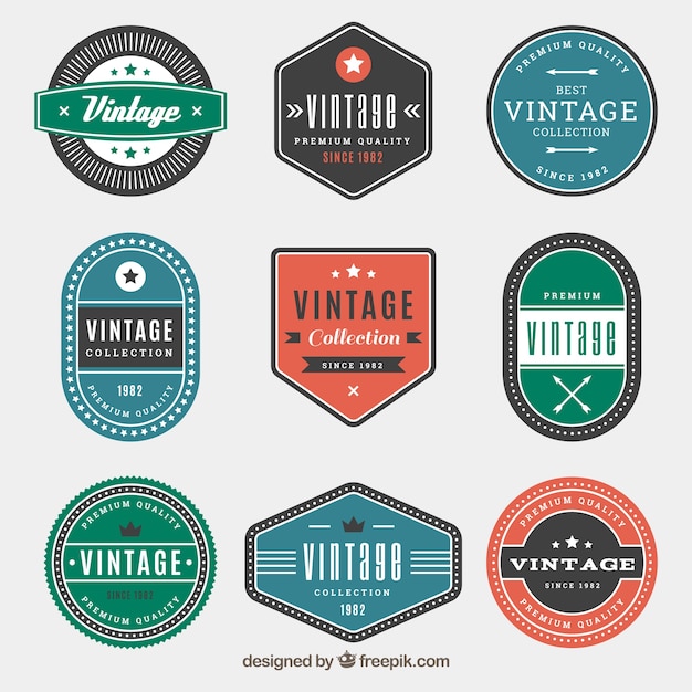 Gratis vector labelscollectie in vintage stijl