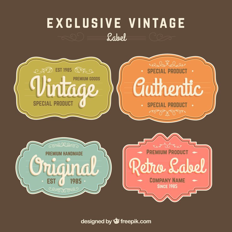 Gratis Vector labelscollectie in vintage stijl