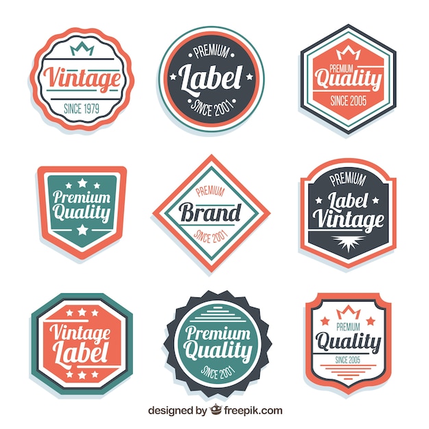 Gratis vector labelscollectie in vintage stijl