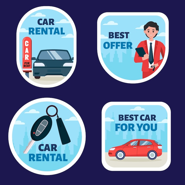 Gratis vector labelsjabloon voor autoverhuurservice