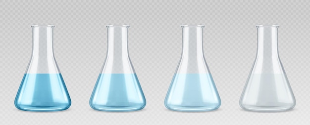 Gratis vector laboratorium experiment met blauwe vloeistof in een glazen beker