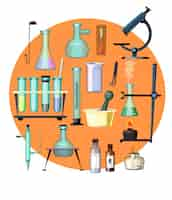 Gratis vector laboratoriumapparatuur vastgestelde illustratie