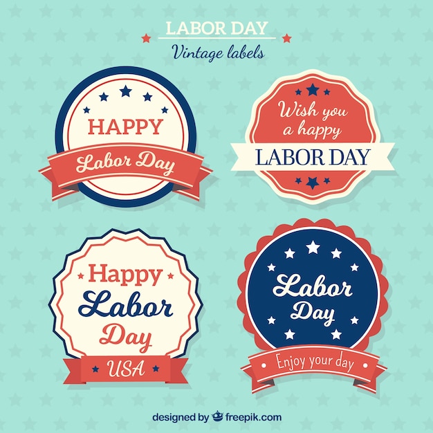 Gratis vector labour day labels-collectie