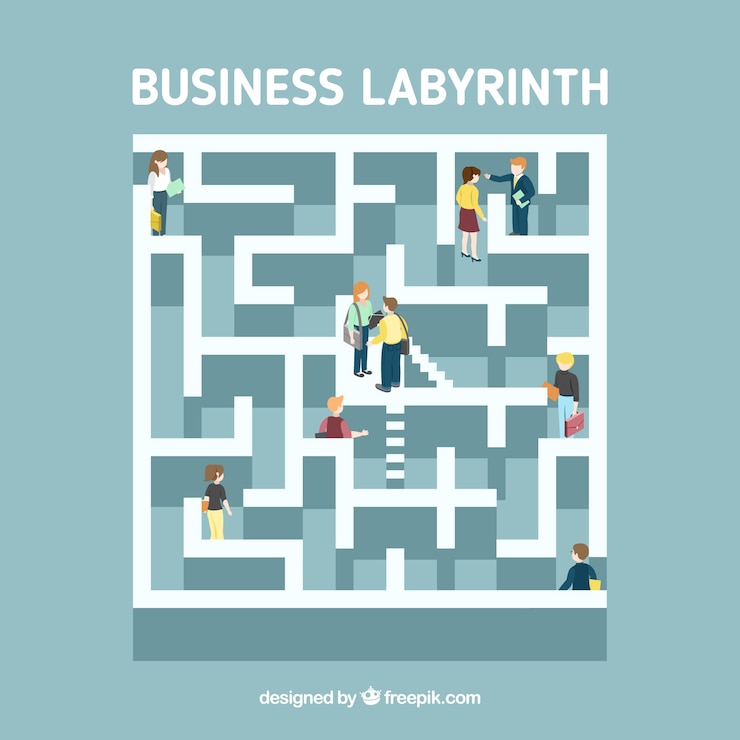 Gratis Vector labyrint bedrijfsconcept met moderne stijl