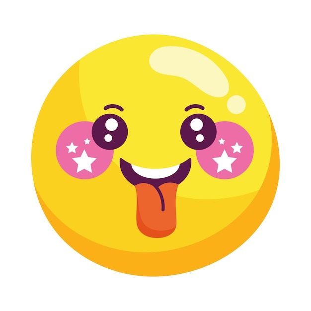Gratis vector lachende emoji-tong uit
